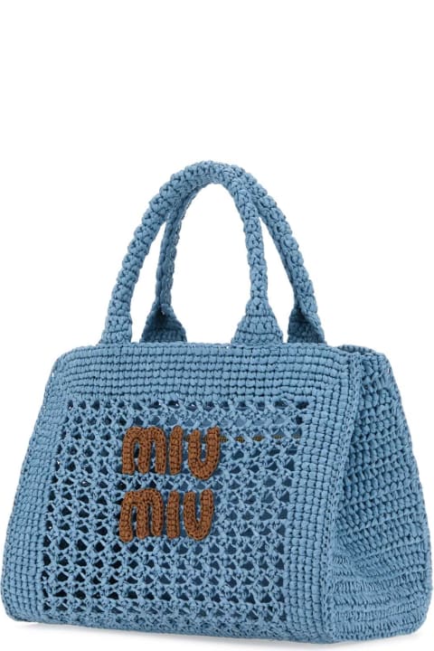 Miu Miu Totes for Women Miu Miu Light Blue Crochet Handbag