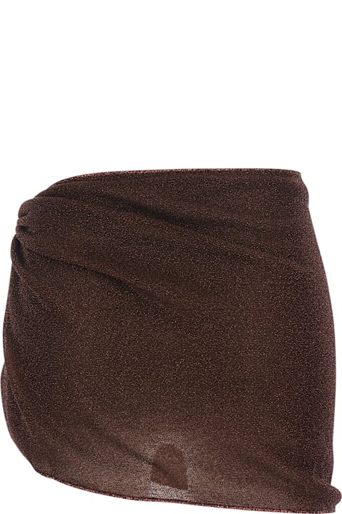 Oseree for Kids Oseree Brown Skirt With Semi-transaprent Design And Ring Detail In Fabric Woman