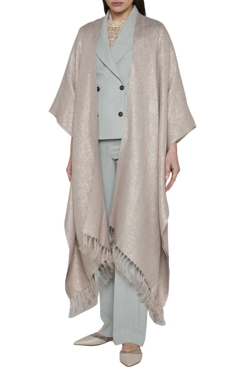 Coats & Jackets for Women Brunello Cucinelli Fringed Linen Cape