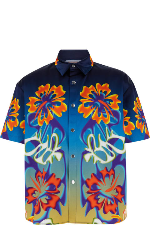 Bluemarble Shirts for Men Bluemarble Hibiscus Shortsleeves Shirt
