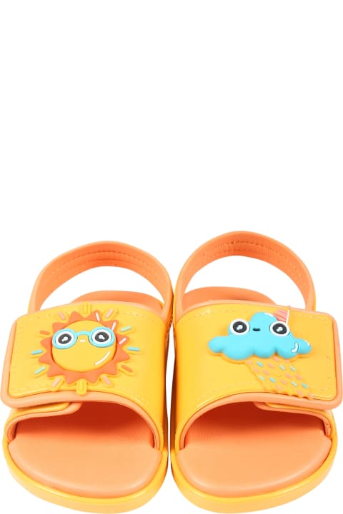 Melissa Shoes for Boys Melissa Orange Sandals For Kids With Sun And Cloud