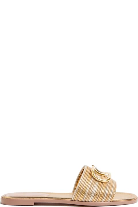 Valentino Garavani Vlogo Signature Leather Flat Sandals
