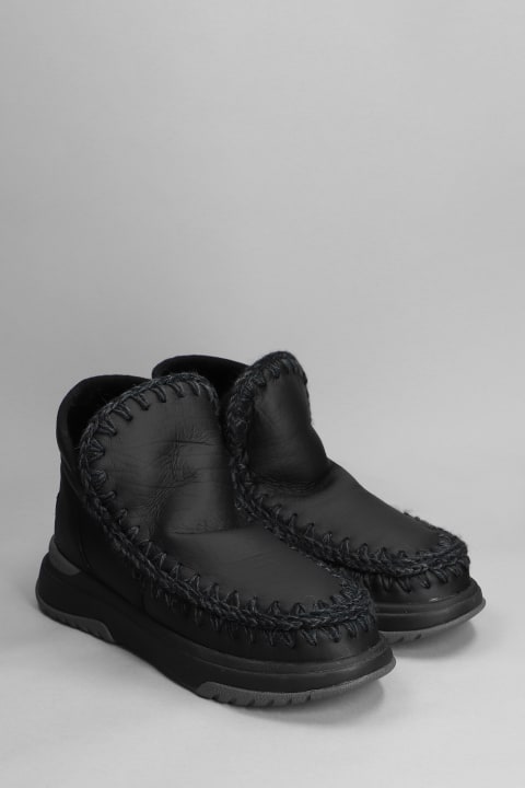 Eskimo Jogger Ankle Boots In Black Leather