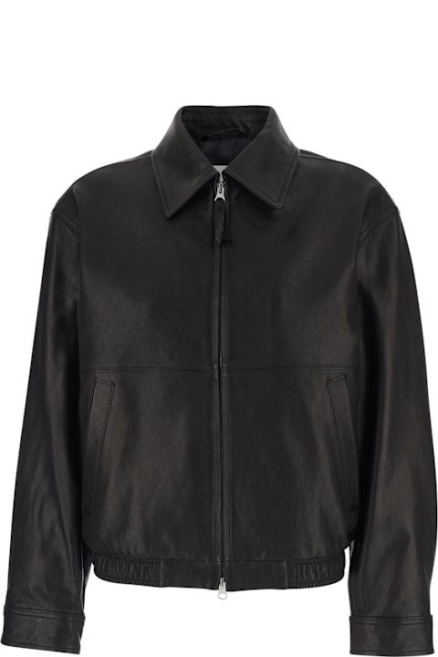 Dunst for Kids Dunst Black Jacket With Classic Collar In Leather Woman