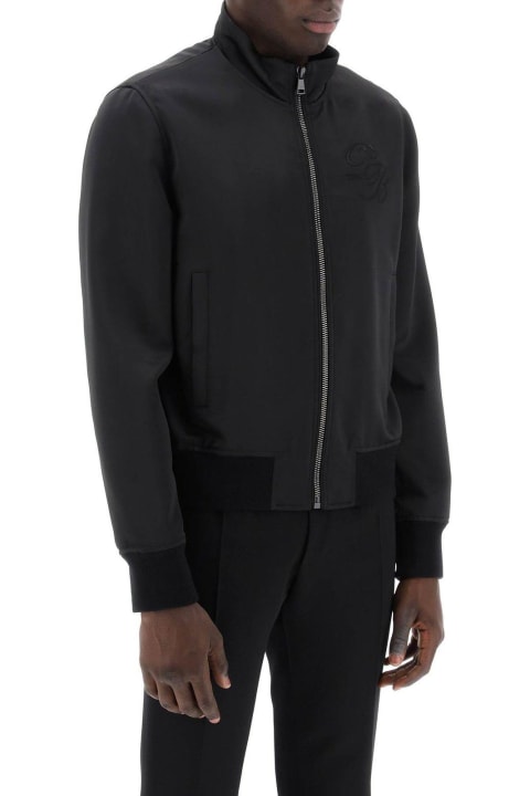 Balmain Coats & Jackets for Women Balmain Logo Embroidered Zipped Bomber Jacket