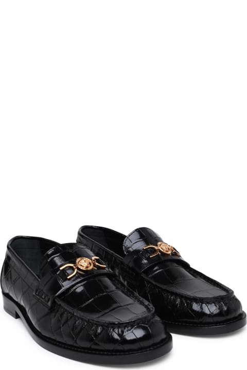Versace Flat Shoes for Women Versace Black Leather Loafers