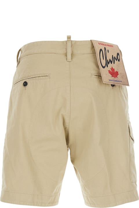 Dsquared2 for Men Dsquared2 Beige Bermuda With Asymmetric Cargo Pockets And Belt Loops In Cotton Man