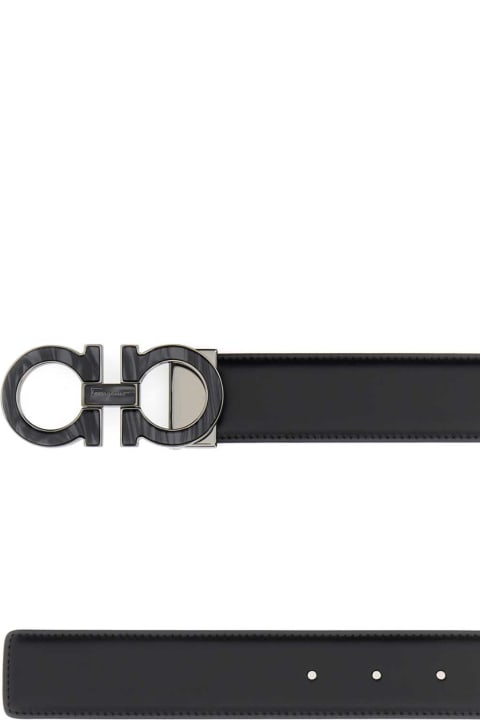 Belts for Men Ferragamo Black Leather Gancini Belt