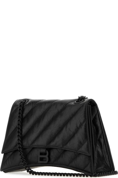 Balenciaga for Women Balenciaga Black Leather Crush M Shoulder Bag