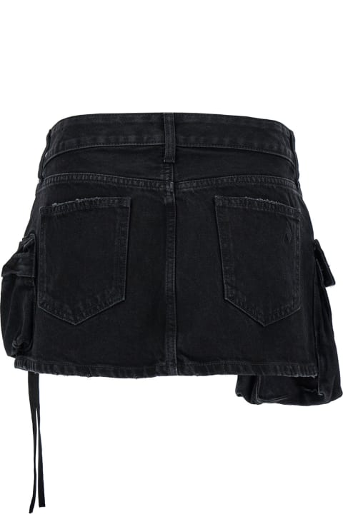 'fay' Black Mini-skirt With Oversized Cargo Pockets In Denim Woman