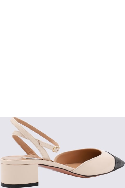High-Heeled Shoes for Women Aquazzura Beige And Black Leather Pumps