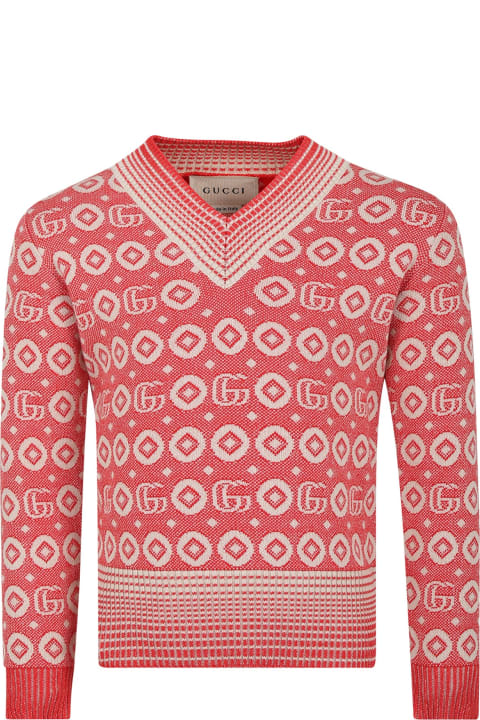 ボーイズ Gucciのニットウェア＆スウェットシャツ Gucci Red Sweater For Boy With Double G