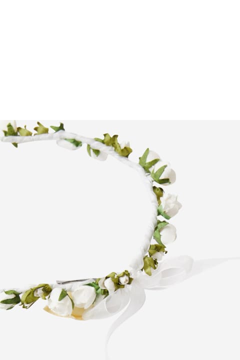 Accessories & Gifts for Girls Il Gufo Floral Headband With Bow Detail