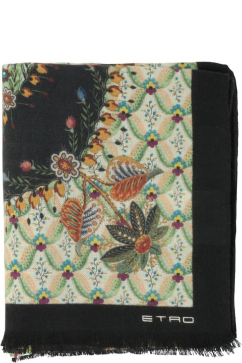 Scarves & Wraps for Women Etro Floral-printed Fringed-hem Scarf