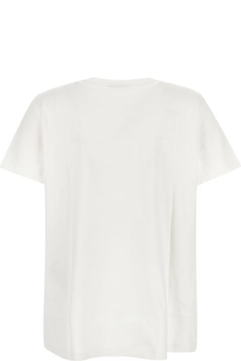 Max Mara Topwear for Women Max Mara Crew Neck T-shirt With Embroidered Design And Logo In Cotton