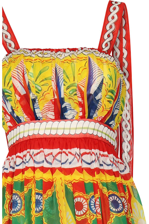 Dolce & Gabbana for Women Dolce & Gabbana Mini Dress With Carretto Print In Chiffon