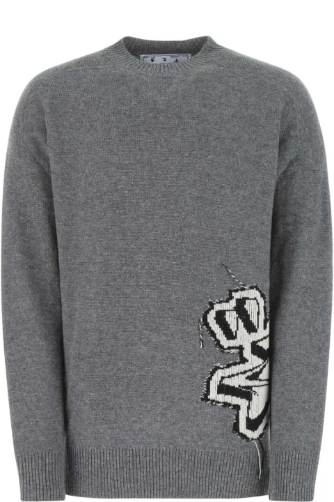 Fashion for Men Off-White Grey Wool Oversize Sweater