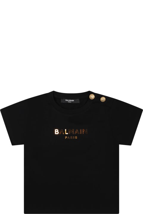Balmain for Baby Girls Balmain Black T-shirt For Babies With Logo