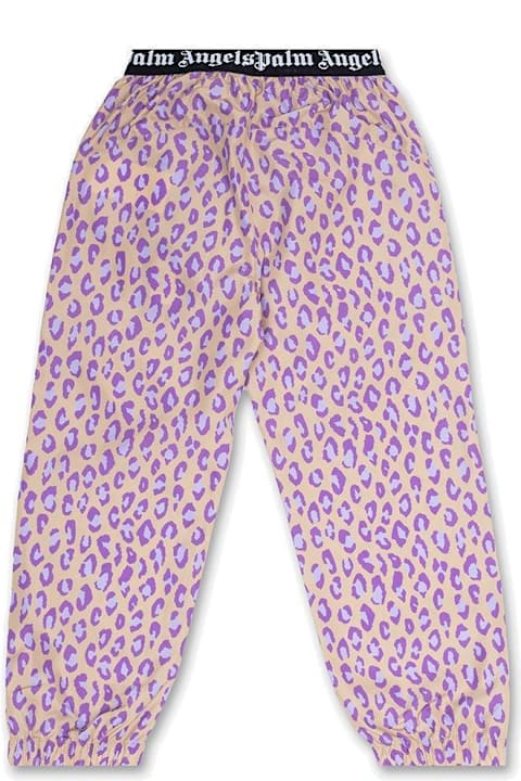 Bottoms for Girls Palm Angels Leopard Printed Stretched Track Pants