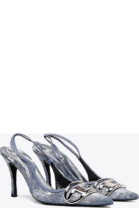 High-Heeled Shoes for Women Diesel Venus D-venus Sb Shoes Light blue denim heeled slingback - D-Venus SB