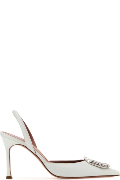 High-Heeled Shoes for Women Amina Muaddi White Nappa Leather Camelia Pumps