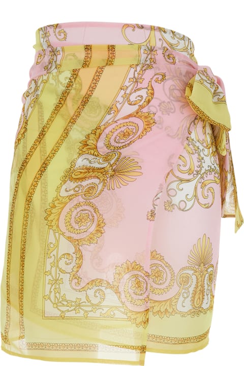 Versace Multicolor Mini Skirt With All-over Print In Tech Fabric Woman