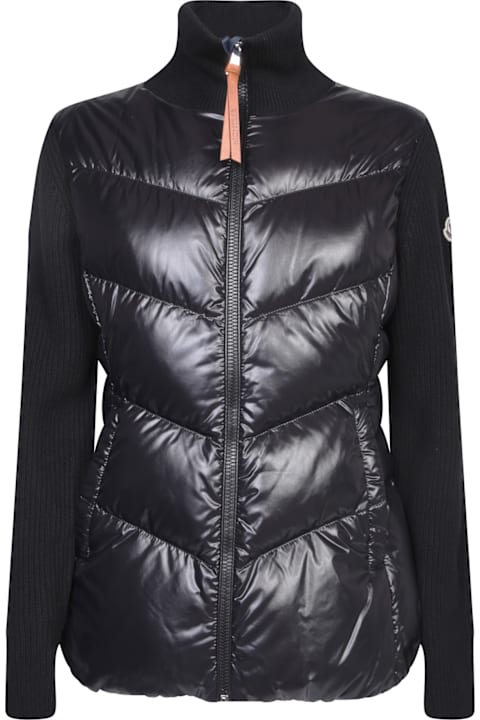 Moncler Sweaters for Women Moncler Neopr Black Padded Cardigan