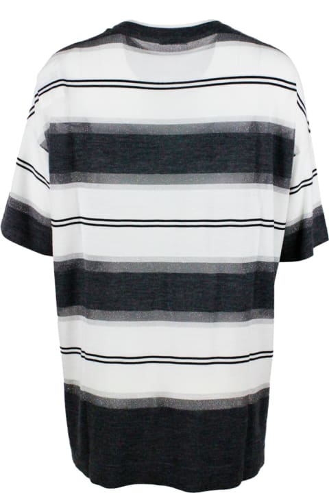 Brunello Cucinelli Clothing for Women Brunello Cucinelli Oversized Sweater With Stripes And Lurex In Wool And Cashmere