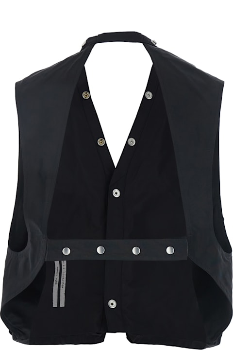 Rick Owens Coats & Jackets for Men Rick Owens Black Vest With V-neck And Cargo Pockets In Cotton Man