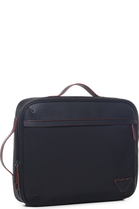 ウィメンズ新着アイテム Giorgio Armani Business Bag With Shoulder Straps In Regenerated Saffiano And Recycled Nylon Giorgio Armani