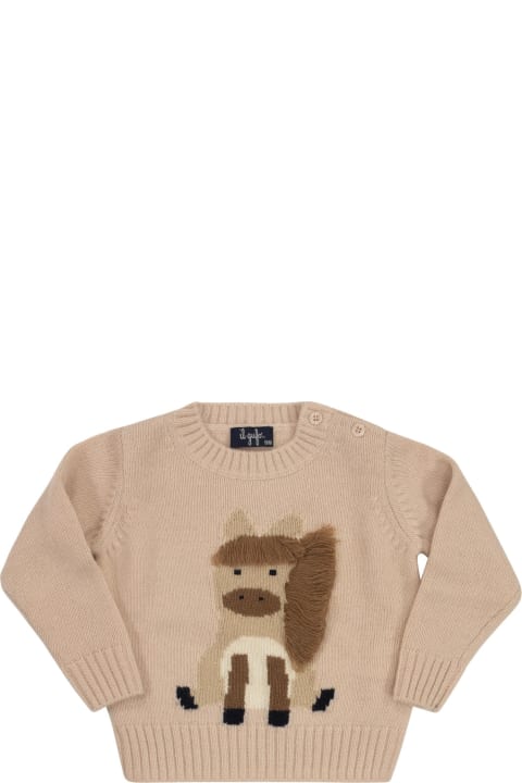 Sale for Baby Girls Il Gufo Sweater With Embroidered Pony Skin