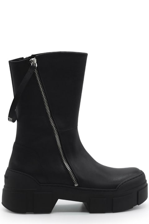 Boots for Women Vic Matié Black Leather Zip Ankle Boot