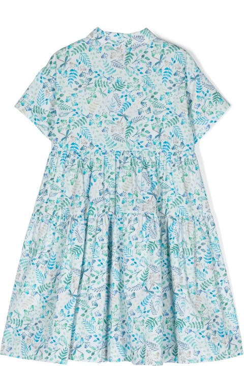 Dresses for Girls Il Gufo Shirt Dress With Exclusive Print Design In Juniper-blue Colour