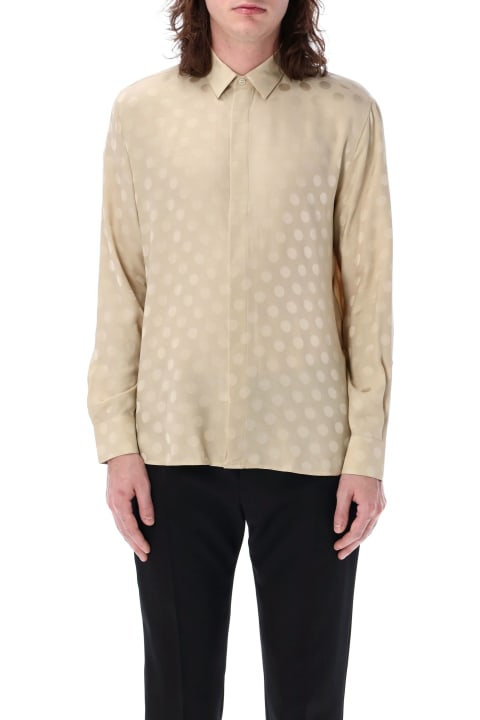 Saint Laurent for Men Saint Laurent Shirt In Dotted Shiny And Matte Silk