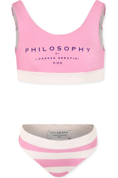 Philosophy di Lorenzo Serafini Kids for Women Philosophy di Lorenzo Serafini Kids Pink Bikini For Girl With Logo