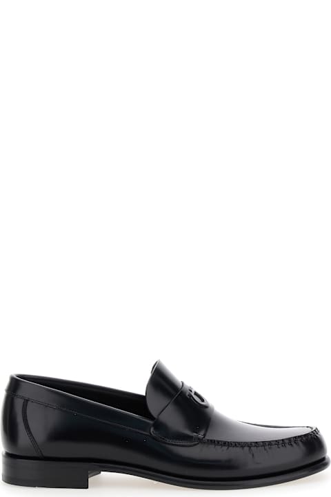 Ferragamo for Men Ferragamo 'bart' Black Loafers With Embossed Gancini Detail On The Front In Leather Man