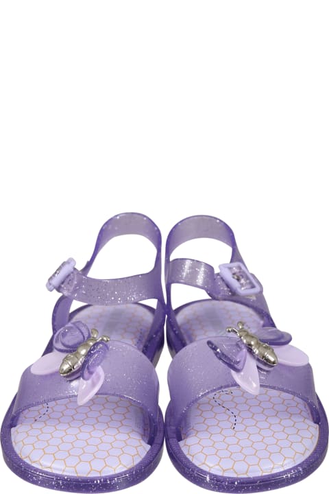 Shoes for Girls Melissa Purple Sandals For Girl With Butterfly And Logo