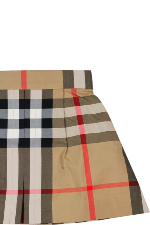 Burberry for Kids Burberry Skirt In Cotton Jersey With Elastic Waistband In Classic Check With Front Pleat