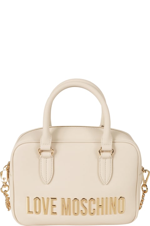 Love Moschino Totes for Women Love Moschino Round Top Handle Logo Embossed Shoulder Bag