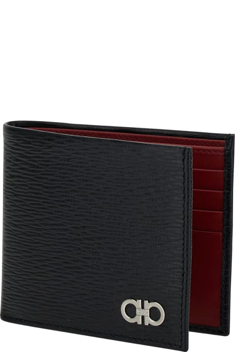 Ferragamo Wallets for Women Ferragamo Revival Gancini Black Wallet In Textured Leather Man Ferragamo