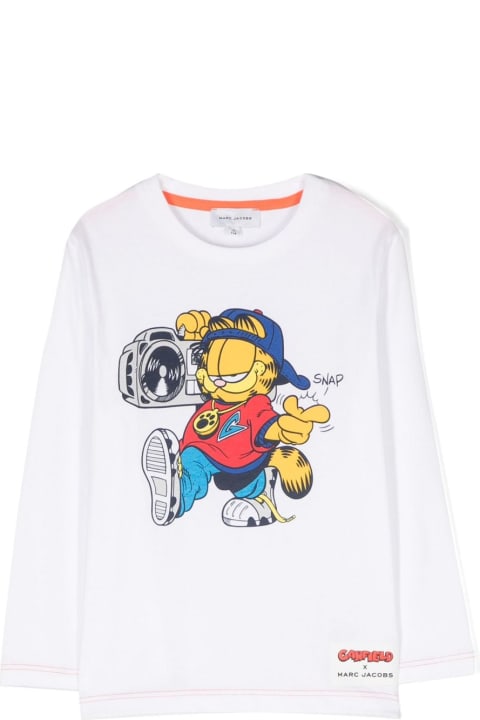 Little Marc Jacobs for Kids Little Marc Jacobs Marc Jacobs T-shirt Garfield Bianca In Jersey Di Cotone Bambino