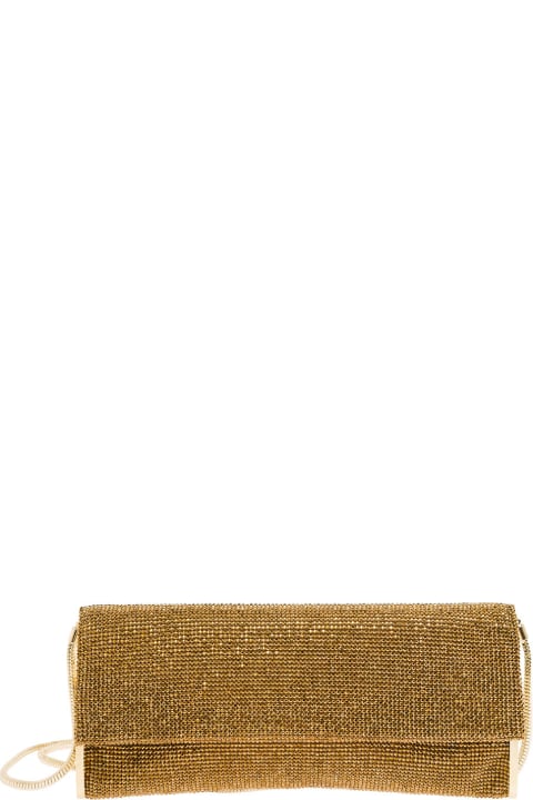 Clutches for Women Benedetta Bruzziches 'kate' Gold Clutch With All-over Rhinestone In Mesh Woman
