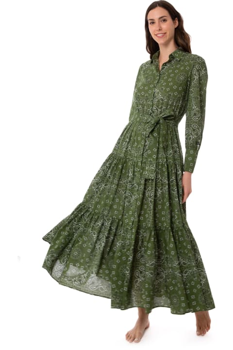 Homeware MC2 Saint Barth Woman Green Bandanna Long Dress Jensen