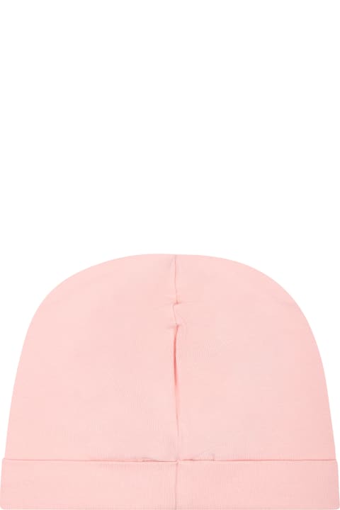 Fashion for Baby Girls Moschino Pink Baby Girl Hat With Logo And Teddy Bear