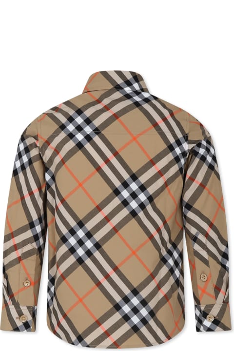 ボーイズ Burberryのシャツ Burberry Beige Shirt For Boy With Vintage Check