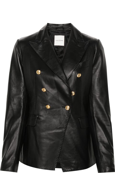 Tagliatore Coats & Jackets for Women Tagliatore Black Lambskin Double-breasted Blazer