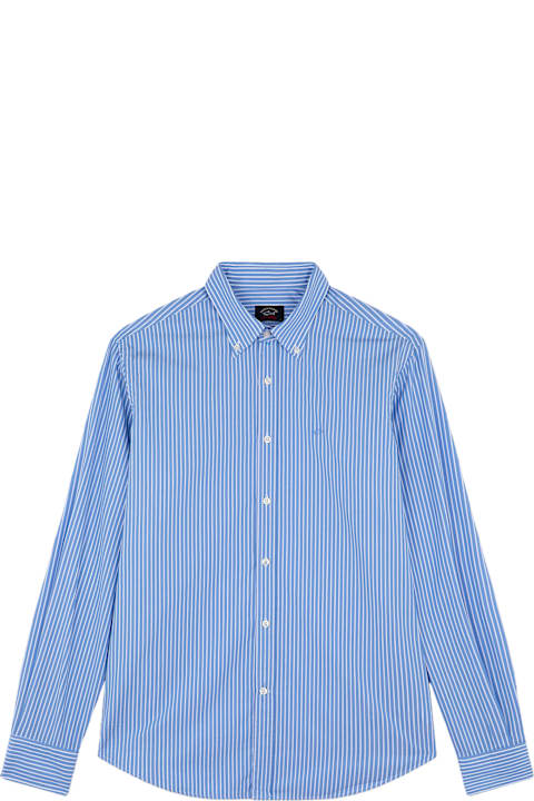 Paul&Shark قمصان لـ القسم الرجالي Paul&Shark Striped Poplin Shirt With Logo