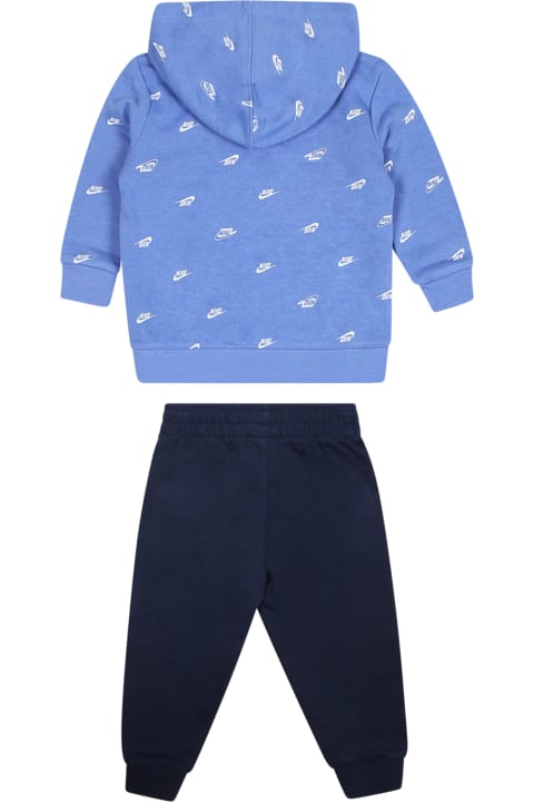 ベビーボーイズ Nikeのボトムス Nike Blue Suit For Baby Boy With Logo