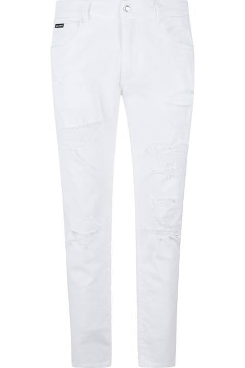 Distressed Effect 5 Pockets Plain Jeans
