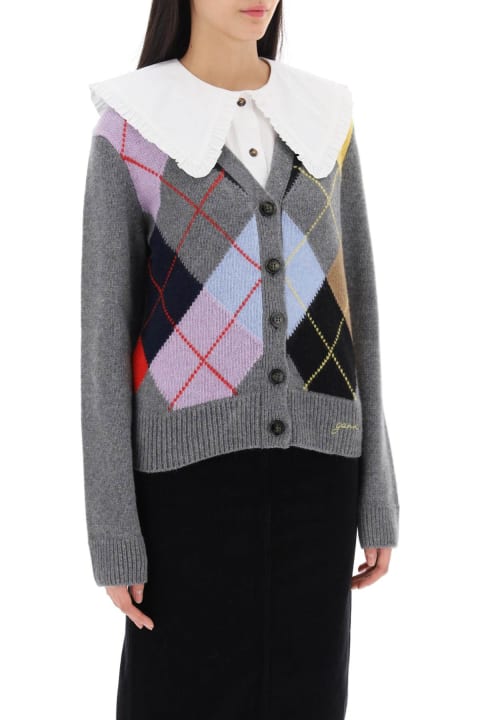 Ganni Sweaters for Women Ganni Cardigan With Argyle Pattern